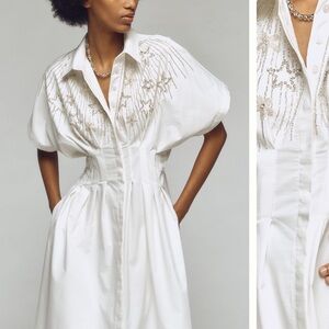 NWOT Anthropologie Exquise Tobie button up midi dress embellished with stars